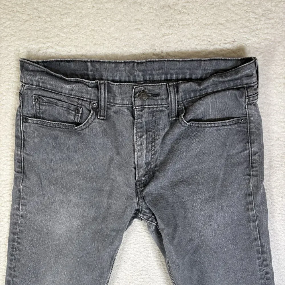 Levis 511 Jeans Mens 33x32 FITS 32x28 Gray Charcoal Wash Slim Fit Stretch Emo